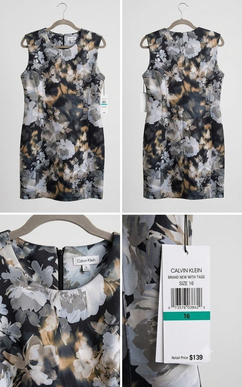 NWT Calvin Klein Sleeveless Floral Sheath Dress - Size 16